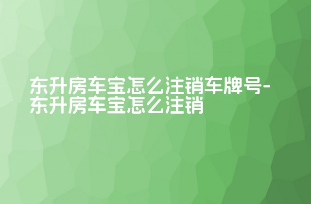 东升房车宝怎么注销车牌号-东升房车宝怎么注销-第1张