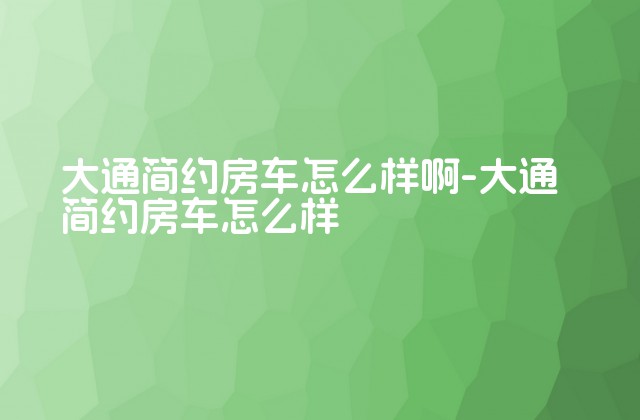 大通简约房车怎么样啊-大通简约房车怎么样-第1张